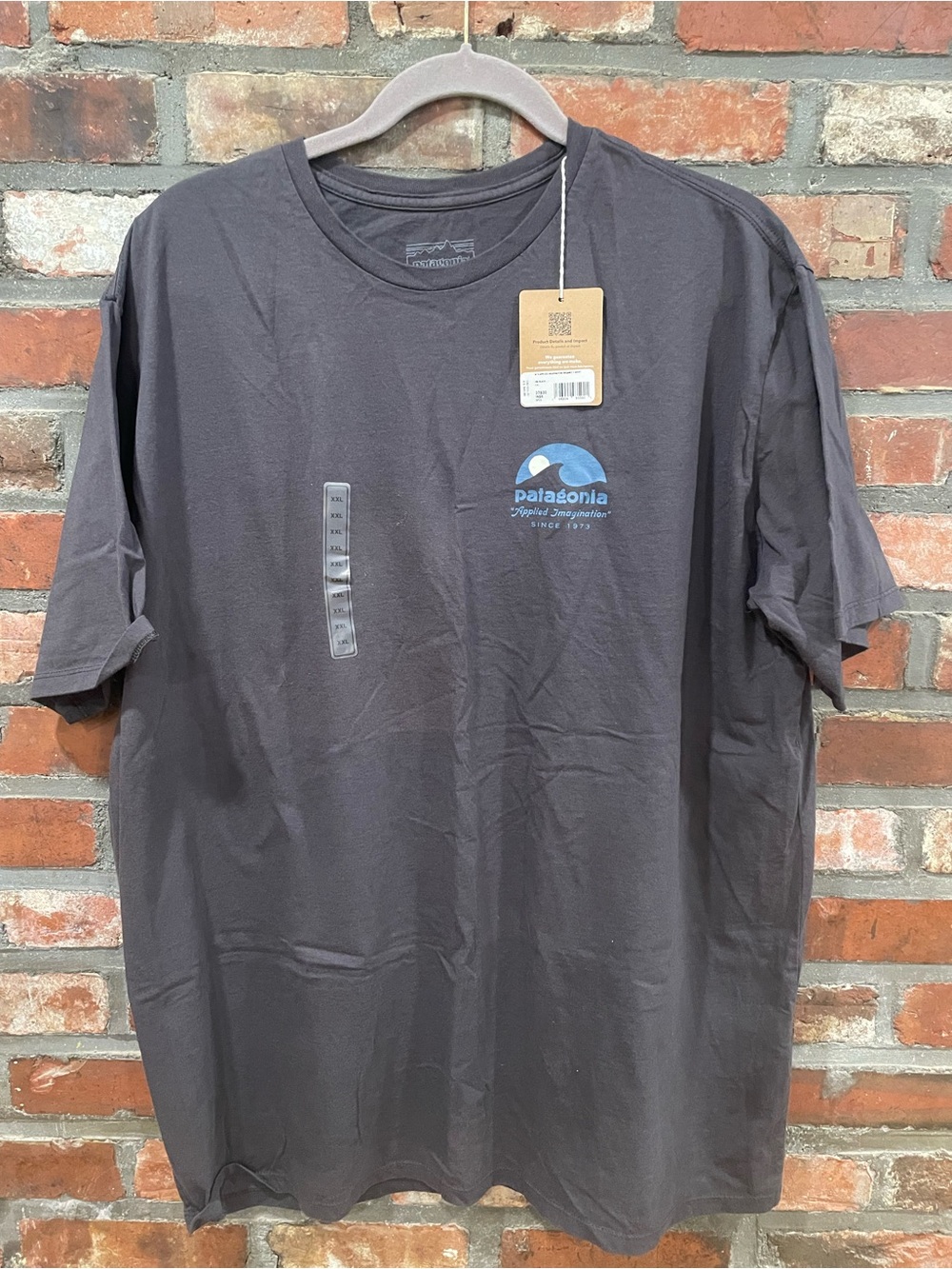 Patagonia Charcoal Short-Sleeve Tee with Blue Logo
